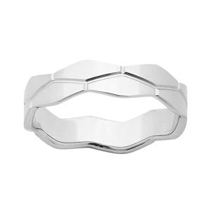 <p>9ct White Gold 5mm Patterned Polished Stacker Ring</p>